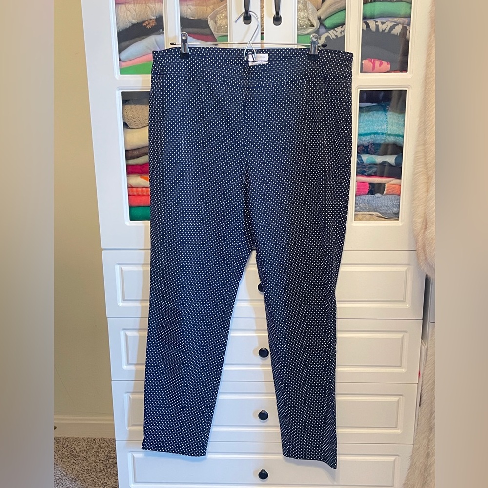 Charter Club Navy Polka Dot Skinny Pants. Size 18